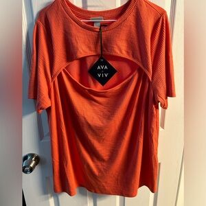 Cute Women’s Avia and Viv, 2x plus size top. Coral